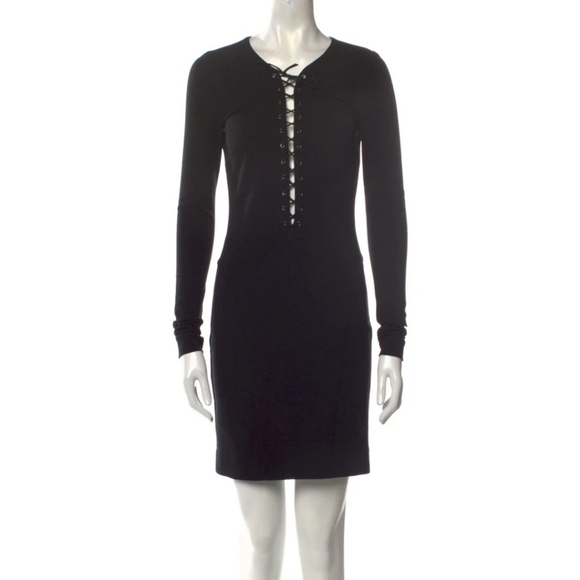 𝅺Nicole Miller Lace Up Front Long Sleeve Cocktail Party Dress - Picture 1 of 13